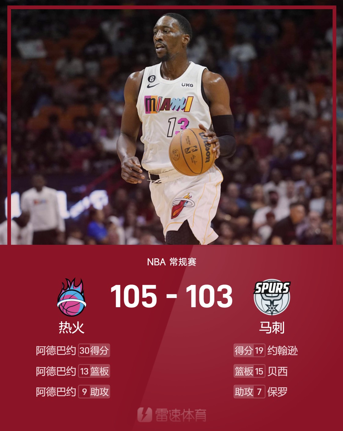 西班牙男篮血洗热火B队，阿德巴约打破历史纪录